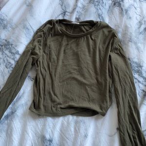 garage army green cropped long sleeve